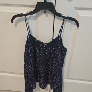 Rewind Navy Blue Camisole with White Patterns
